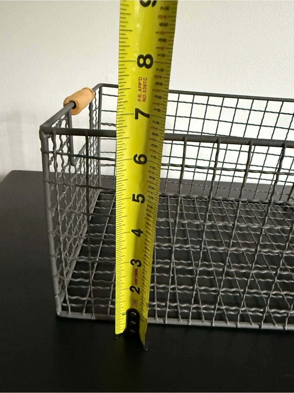 Wood-Handled Gray Wire Storage Basket - Home Accents
